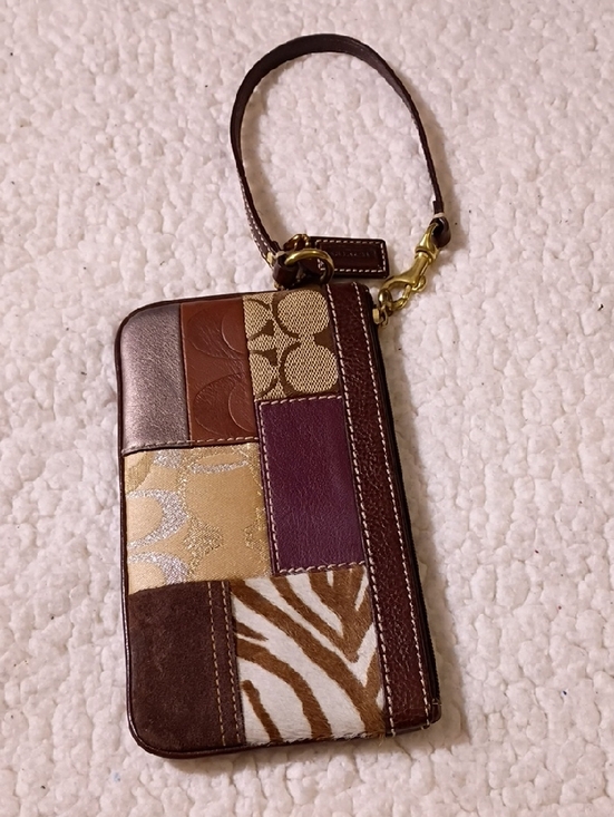 Coach Handbags - Coach Brown Leather Logo Tag Wristlet Accent with Gold Hardware